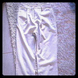 White and navy pants